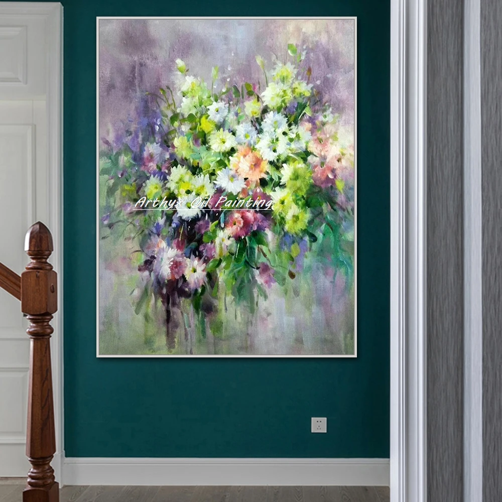 

Arthyx,Handpainted Abstract Flower Oil Painting On Canvas,Handmade Large Art Modern Wall Picture For Living Room Home Decoration