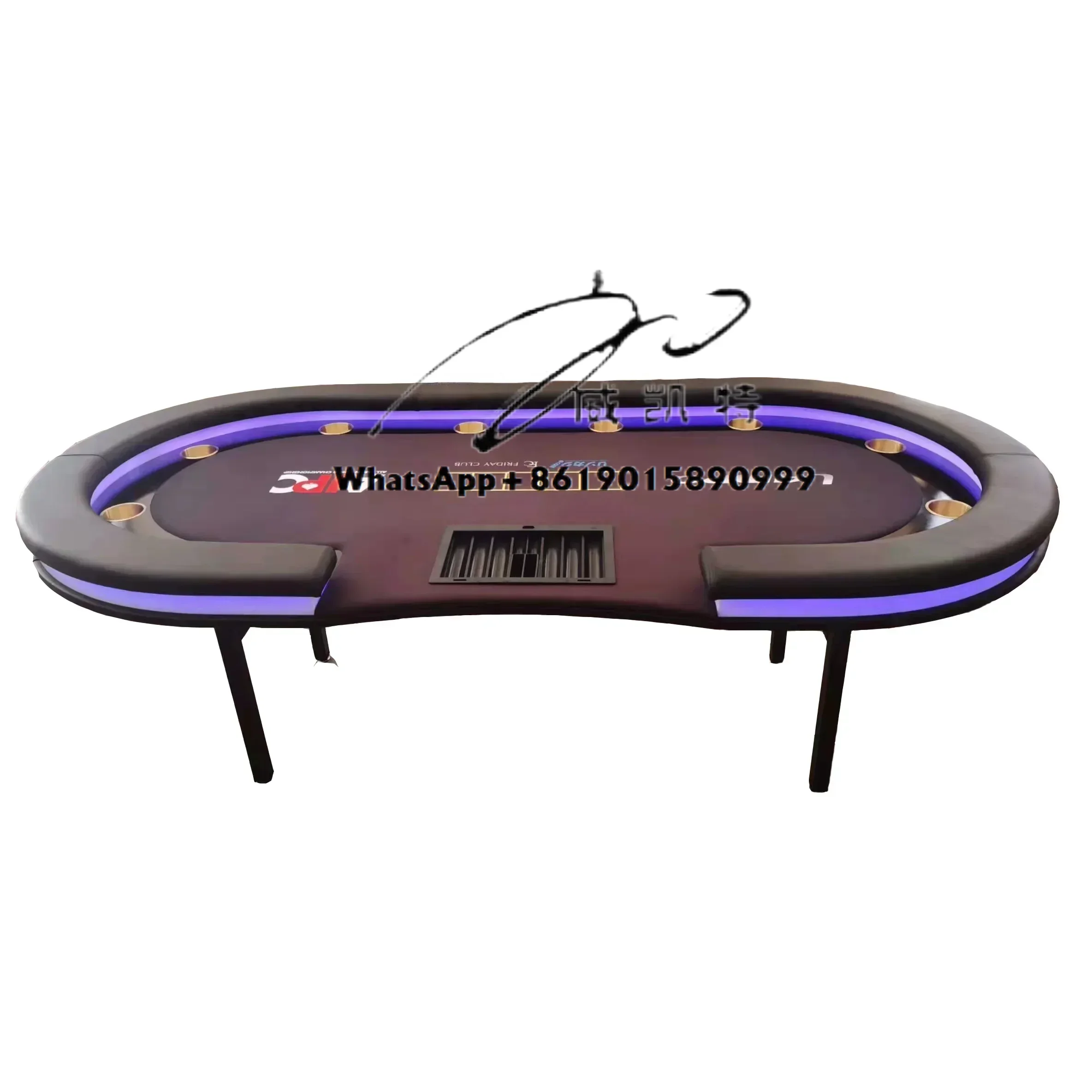 

LED casino entertainment Texas Hold'em table LED portable, customizable, foldable metal leg blackjack table