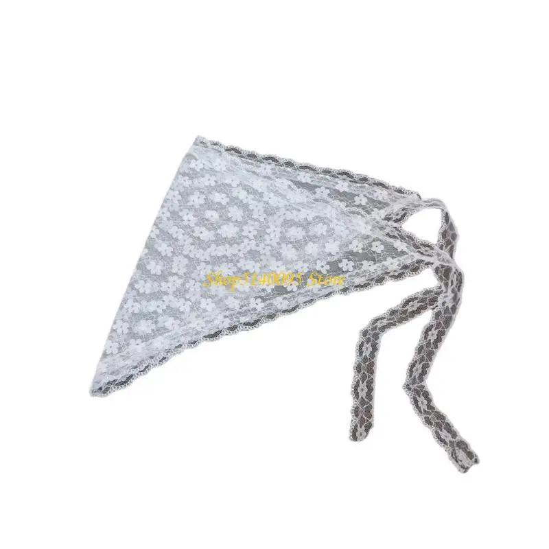 

DXAE Elegant Floral Embroidered Triangular Scarf French Headscarf Soft