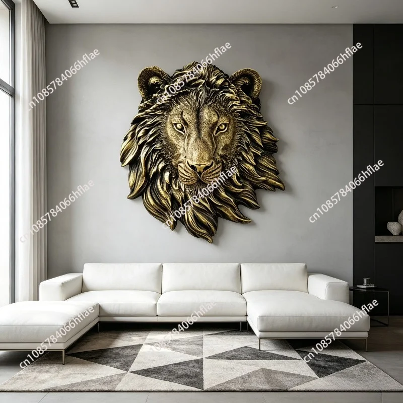 Lion Head Wall Statue Simulation Animal Head Home Wall Hanging Decor 1Pcs