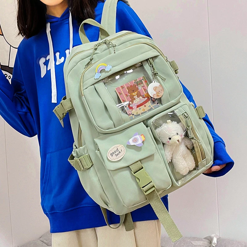 Sacs à dos mignons pour femmes, imperméables, multi-poches, en nylon, pour étudiantes, filles, sac à dos pour ordinateur portable, sac à livres Kawaii, Mochilas