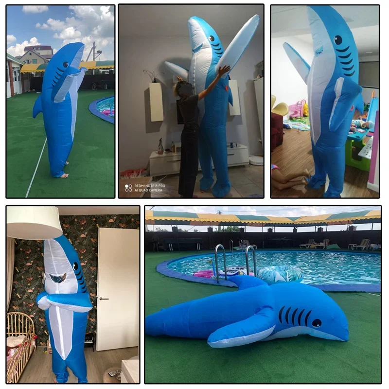 2025 New Adult Blue Sharks Inflatable Costumes Halloween Anime Cosplay Costume Seafish Gray Shark Mascot Fancy Party Role Pl abc