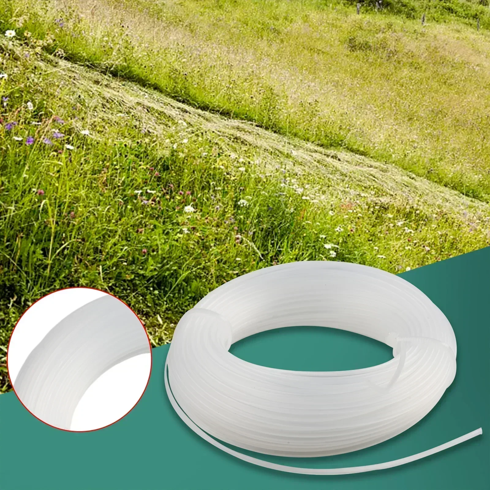

1.6mm*20m Trimmer Line High Cutting Performance For Strimming And Edging Jobs White Nylon Lawn Mower Line String