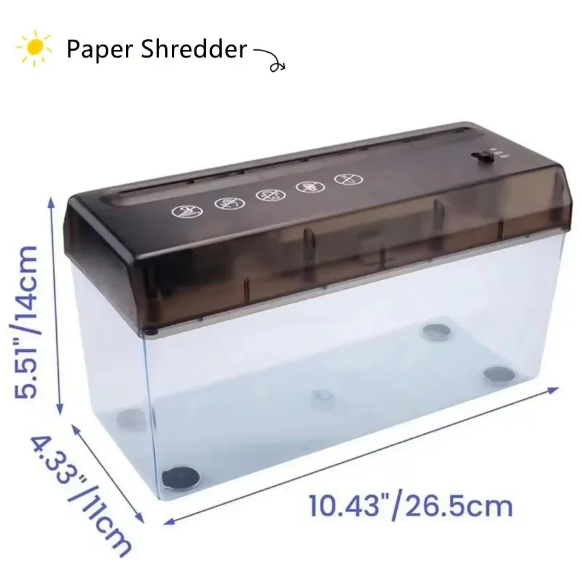 Mini trituradora de papel eléctrica A4, cortador de papel portátil, herramienta trituradora de archivos de facturas de papel alimentada por USB/batería para el hogar, la Oficina y la escuela