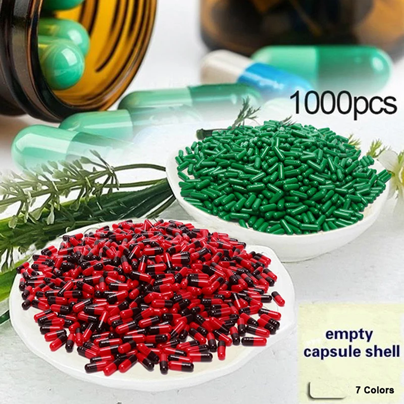 1000Pcs Empty Hard Vacant Gelatin Capsule Size 00# Gel For Medicine Storage