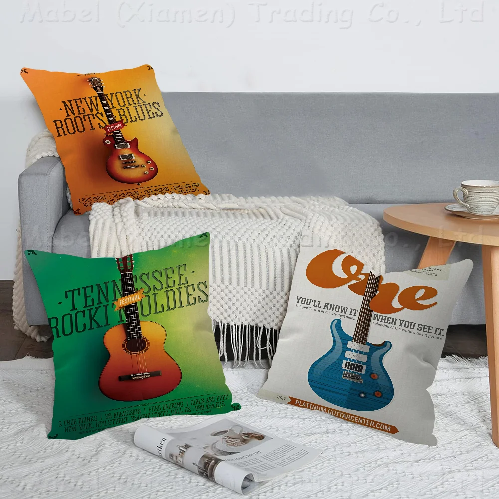 Guitar Collection Pillow Cover For Bedroom Room And Living Room Sofa Decorative Cushion Cover