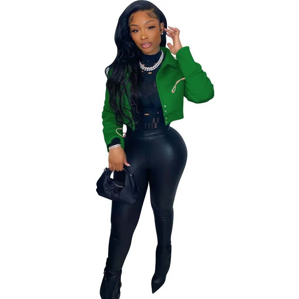 

Yd1168-D4 Женская однотонная повседневная короткая куртка в европейском и американском стиле, модная трансграничная одежда