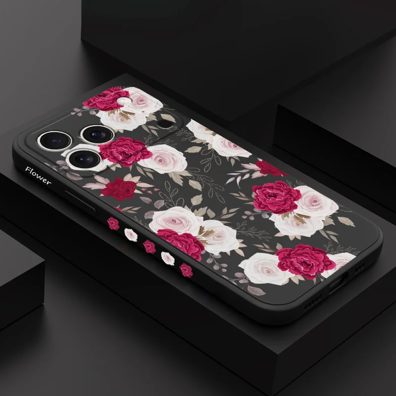 

Brilliant Peony Phone Case For iPhone 17 Air 16 16e 15 14 13 Pro Max Plus Mini Liquid Silicone Soft Cover