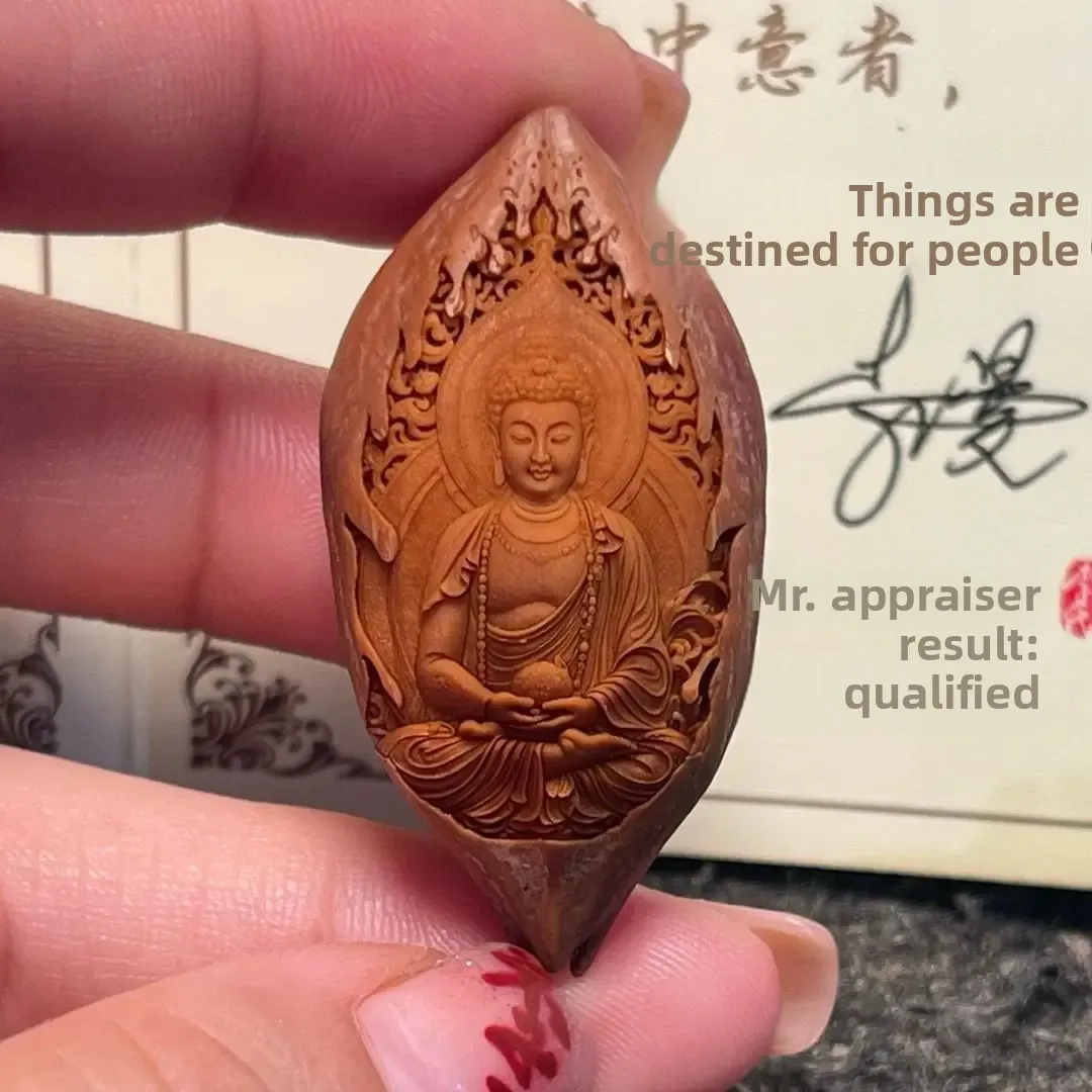 Olive Kernel Carving Zodiac Guardian God Handmade Manjusri Bodhisattva Full Zodiac Taihie Amulet Lucky Beads Single Seed Pendant 2