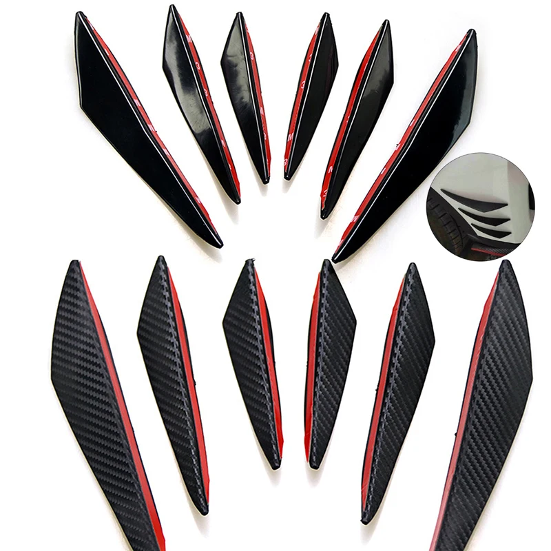 

6pcs Spoilers PVC Car Tuning Canards Valence Chin Car Decoration Universal Front Bumper Lip Diffuser Splitter Fins Body Spoiler