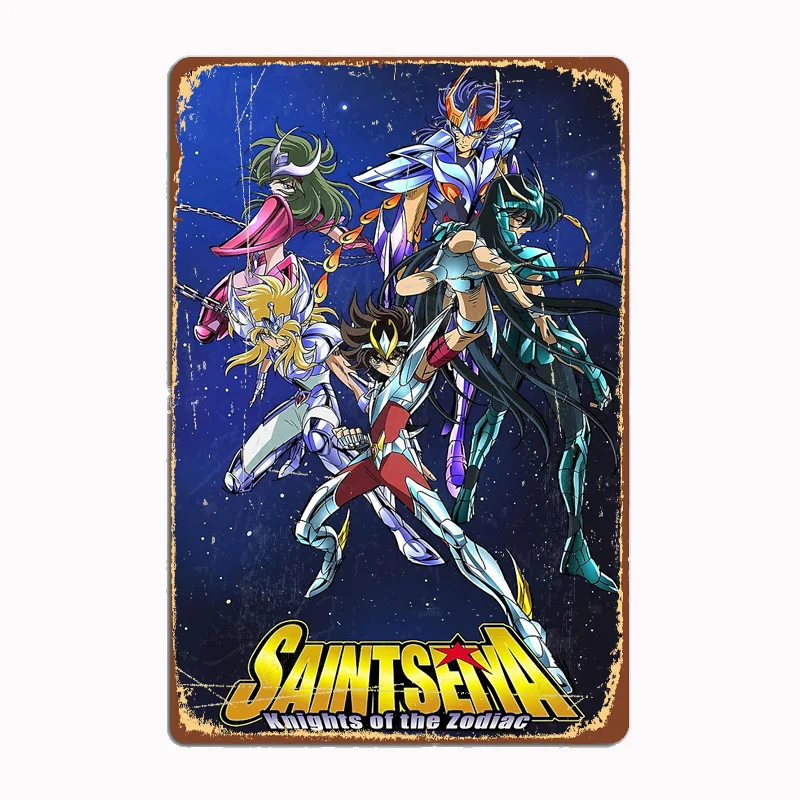 GOLDEN WARRIORS Knights Of The Zodiac Metal Plaques Tin Sign Interior Home Room Decoration Kitchen Wall Decor