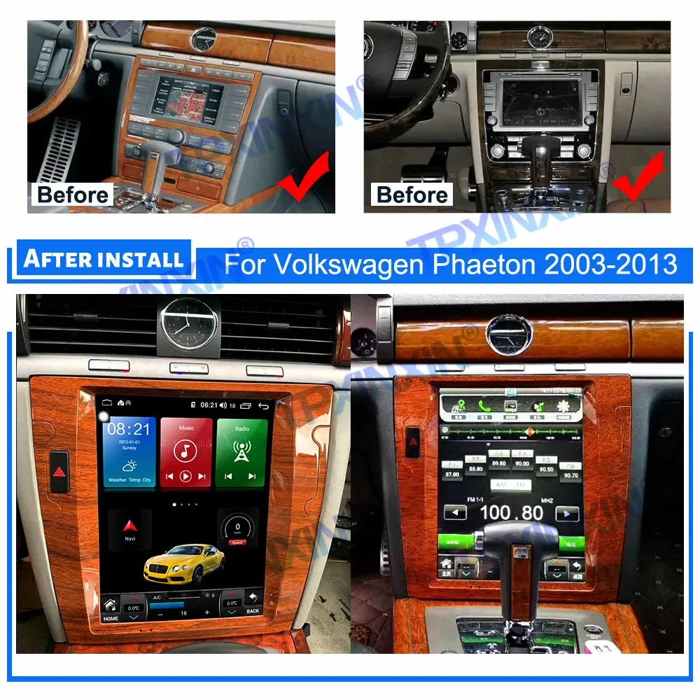 Android 13 8+256G Auto Radio For Volkswagen Phaeton 2003-2013 Stereo Car Multimedia Player GPS Navigation Tape Recorder Headunit