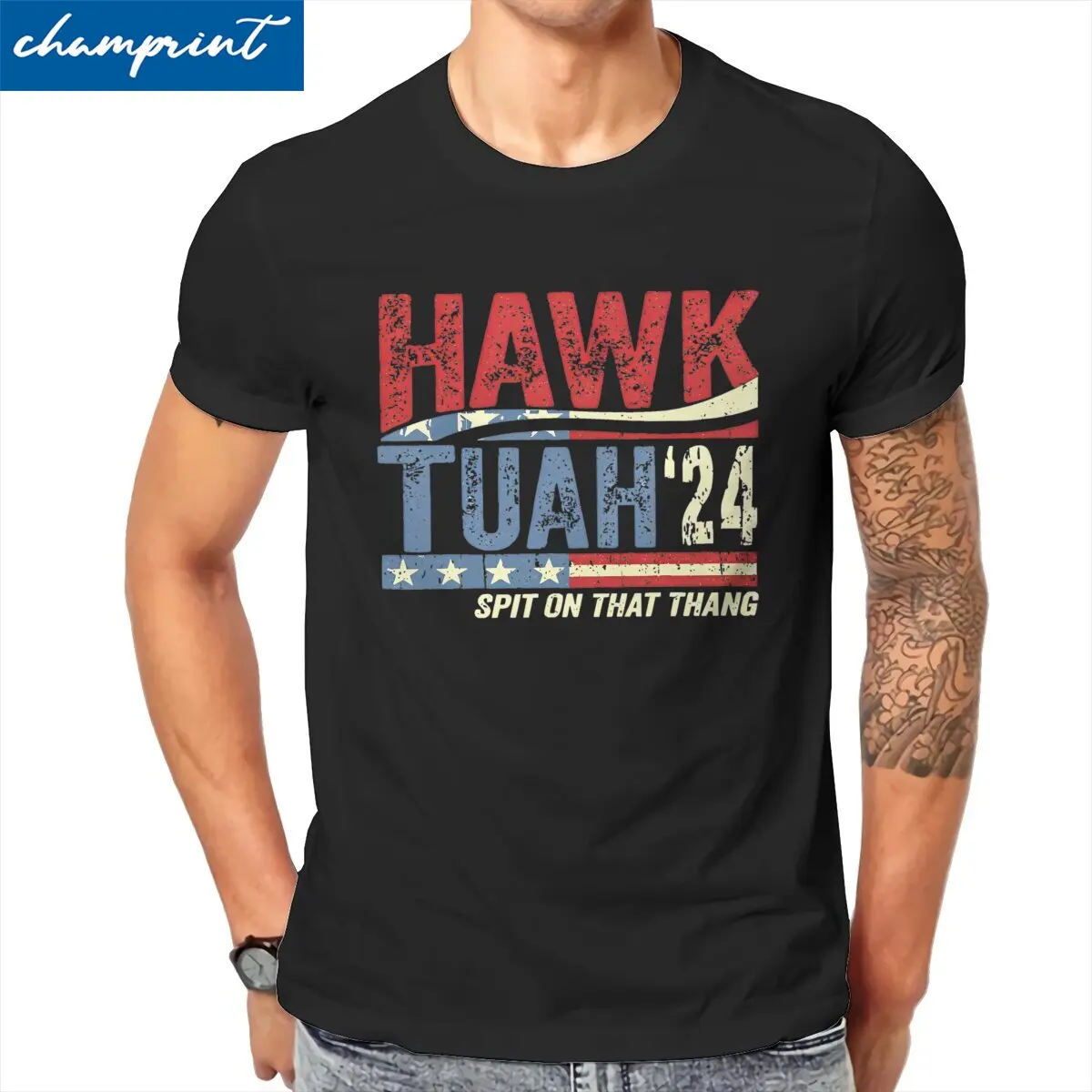 Men Retro Hawk Tuah 24 T Shirts Spit On That Thang Pure Cotton Clothing Vintage Short Sleeve O Neck Tees Summer T-Shirts