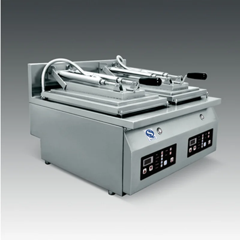 

220V-240V Electric Full Automatic Dumpling Fried Machine commercial dumpling Gyoza Pan fryer with 2pans in UK