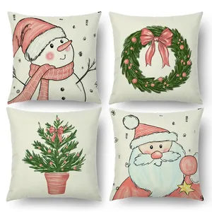 Cartoon Rose Christmas Santa Pillow Floral Pillow Digital Printing Snow Doll 12 Main Sales Embroidered Pillows - №4
