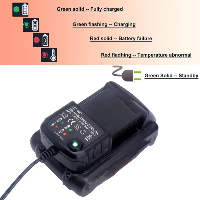 LCS1620 Lithium Battery Charger For Black&Decker 10.8V 14.4V 20V Electric Drill Tool For LBXR20 LB20 LBX20 LBX4020 Part