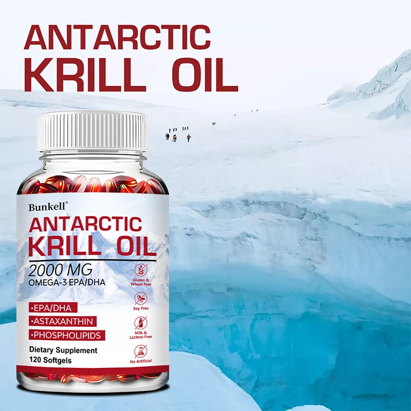 아스타잔틴, 오메가-3, 남극 크릴 오일 - 심장 및 뇌 건강, 관절, 근육 건강 및 피부 지원, 30/60/120 캡슐