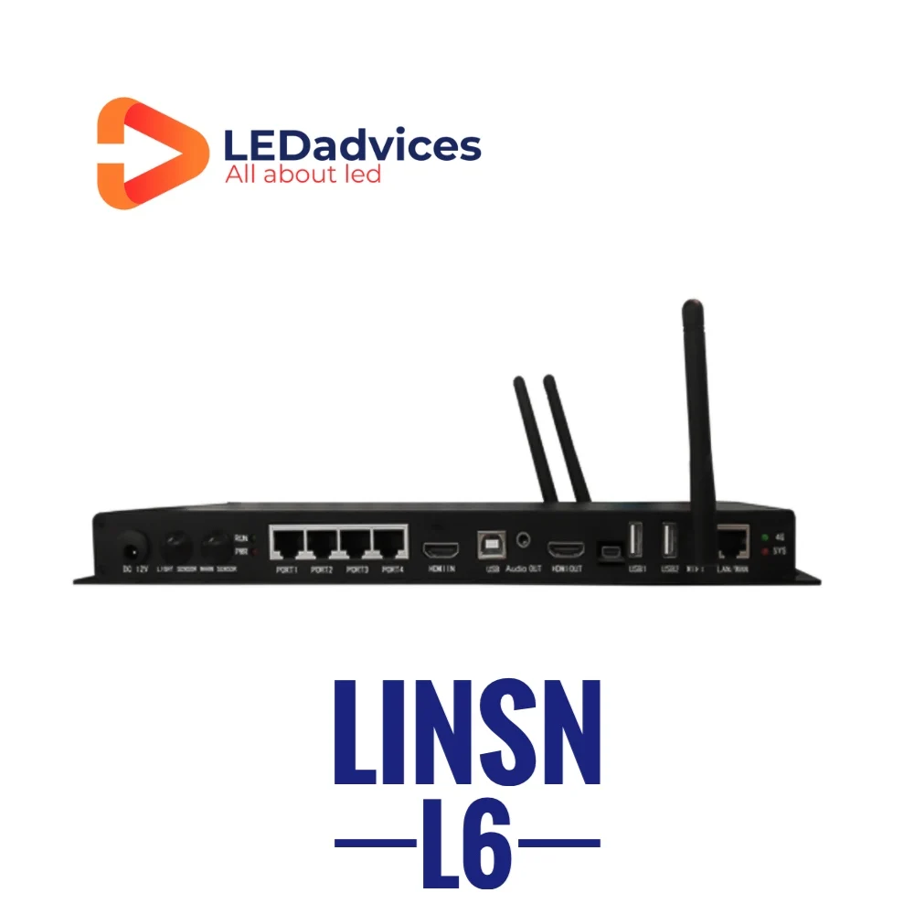 Linsn L6 LED Screen Asynchronous Player & Controller AD Players 2.6Million Pixels Supports 4G WIFI GPS Cables L1L2L3L4