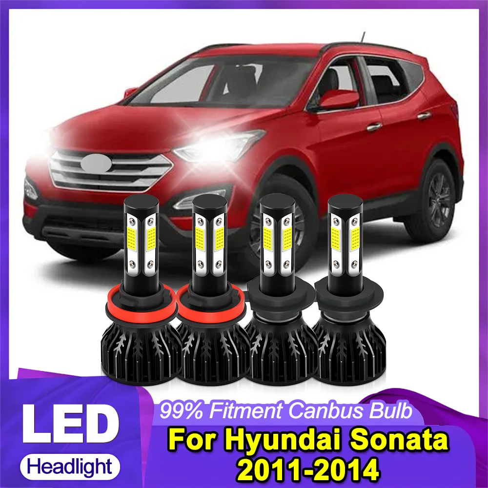 

Автомобильная светодиодная фара 6000K белого цвета COB чипов 40000LM дальнего и ближнего света, супер яркая фара для Hyundai Sonata 2011-2014 Plug and Play