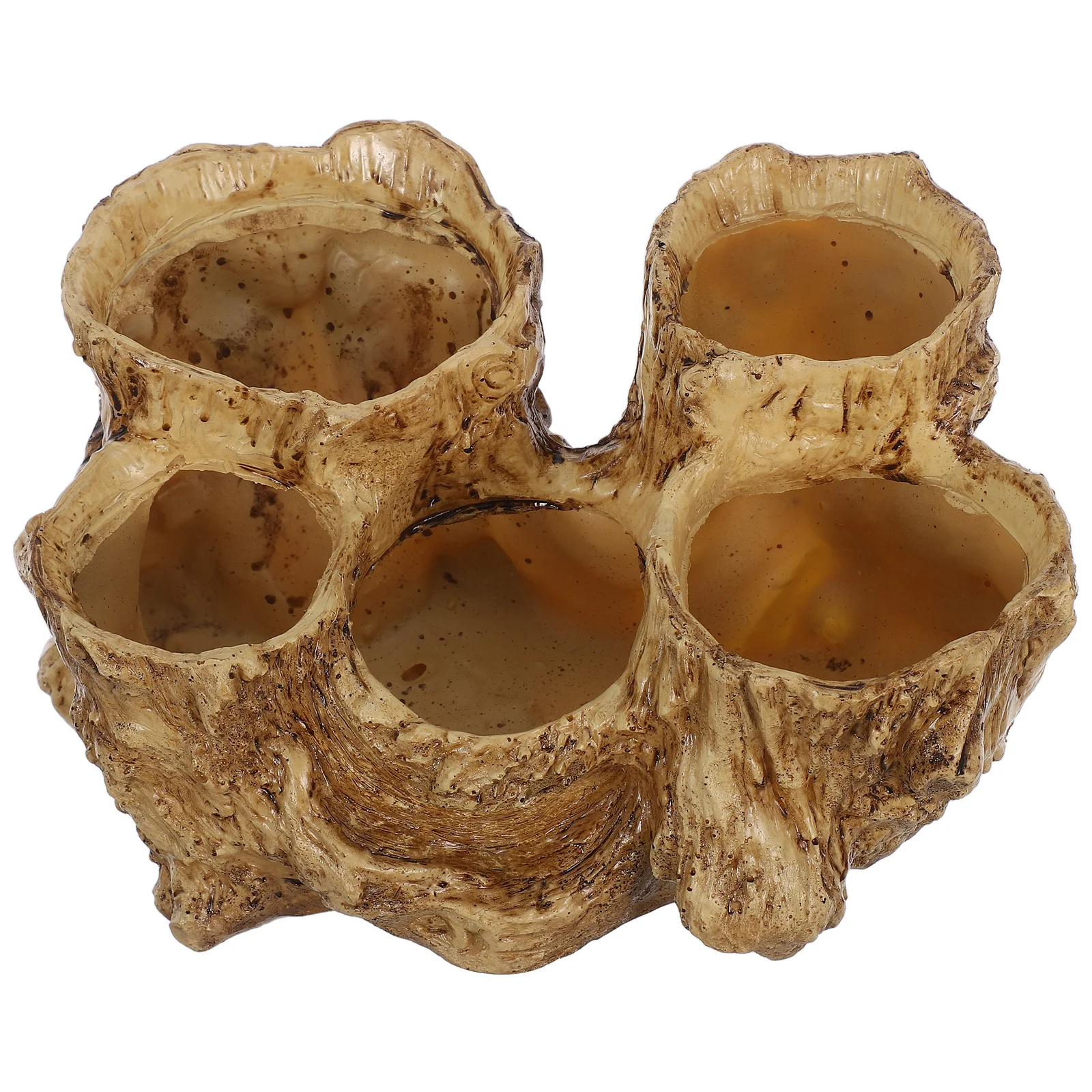 

Six-Hole Succulent Planter Creative Tree Root Design Resin Bonsai Pot Artificial Driftwood Plant Pot Small Cactus Planter with