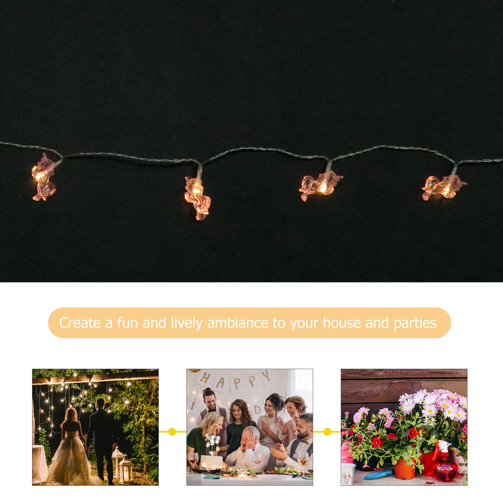 Lampki LED Jednorożec 20 LED Różowe Lampki Fairy LED do Sypialni Ogród Dekoracja Ogrodowa na Imprezę Ciepła Biel Ślizgacze