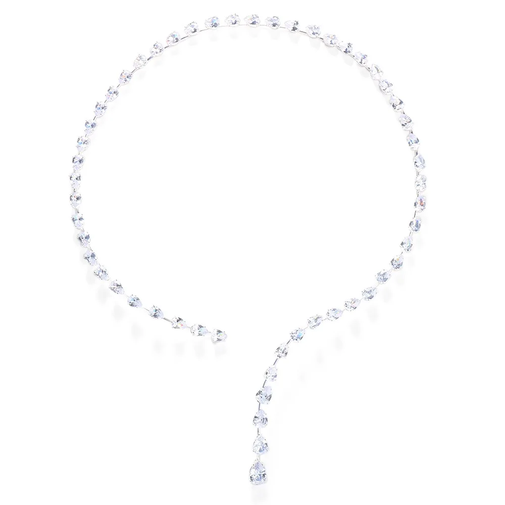 2024 Trendy Zircon Water Drop Choker Necklace for Women Bridal Jewelry Exquisite Clavicle Chain Crystal Collar Necklace Party