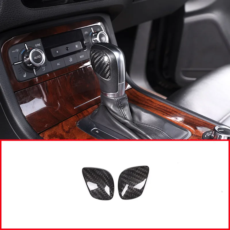 For 2011-2018 Volkswagen Touareg Real Carbon Fiber Auto Gearshift Head Patch Two Side Covers Trim Sticker Car Accessories