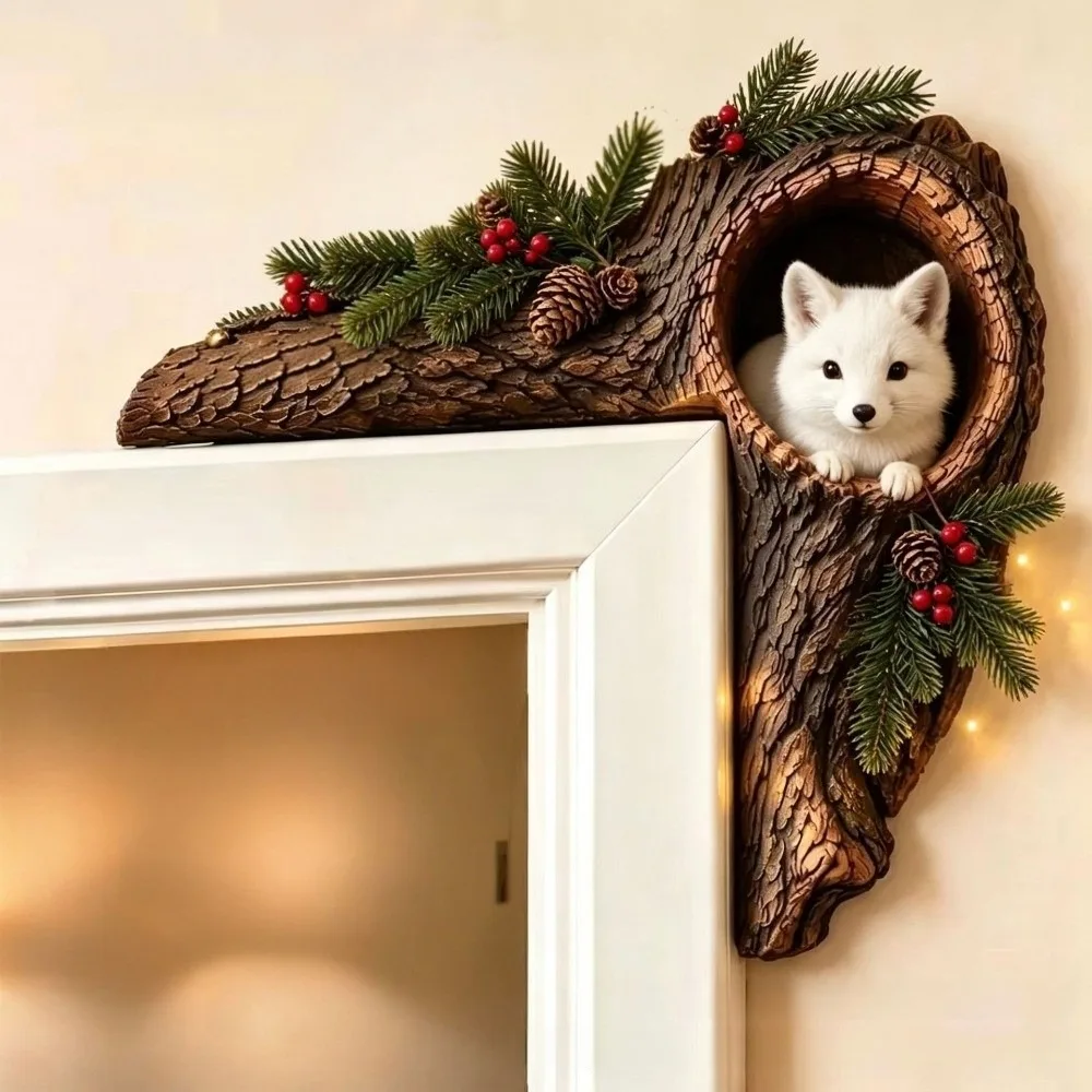 New Wooden Corner Stickers 3D Visual Squirrels Fox Birds Door Frame Charm Forest Animals Wall Edge Ornaments Home Decor