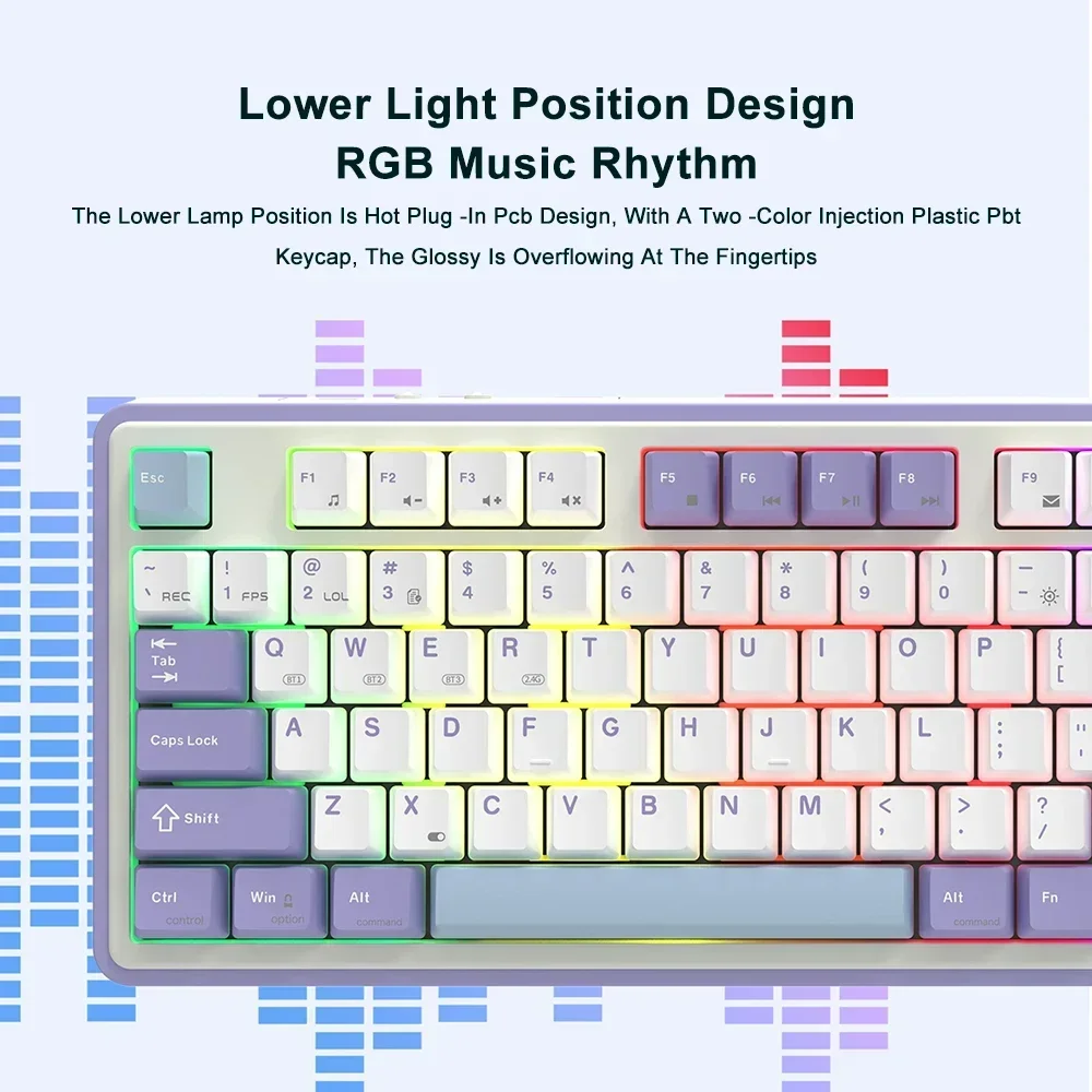 Neue ajazz ak870 tri-mode rgb bluetooth 2,4 ghz drahtlose spiel mechanische tastatur mit usb verdrahtet 87 tasten hot swap für pc-laptop