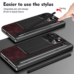 Touch Pen For Google Pixel 9 Pro Fold 2 Case Leather Hinge Folding Cover For Samsung Galaxy Z Fold 6 5 4 3 Protection Glass Film