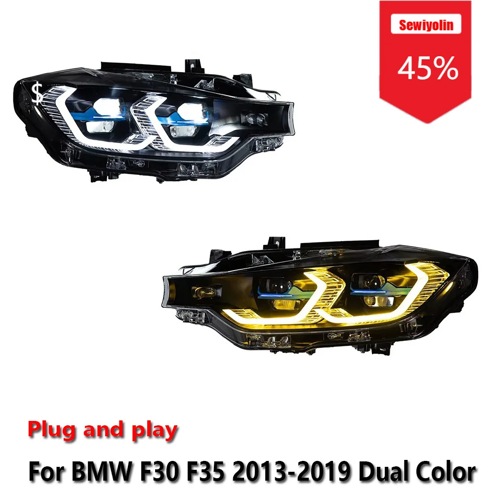

Автомобильные светодиодные фары Sewiyolin в сборе для BMW F30 F35 2013-2019, двухцветные противотуманные фары DRL, стоп-сигналы поворота Plug and Play