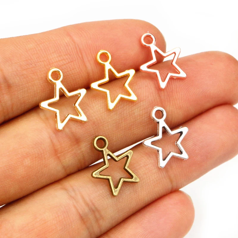 100pcs Star Charms Antique Pendant fit,Vintage Tibetan Bronze Gold Silver color,DIY Jewelry Making For Bracelet Necklace