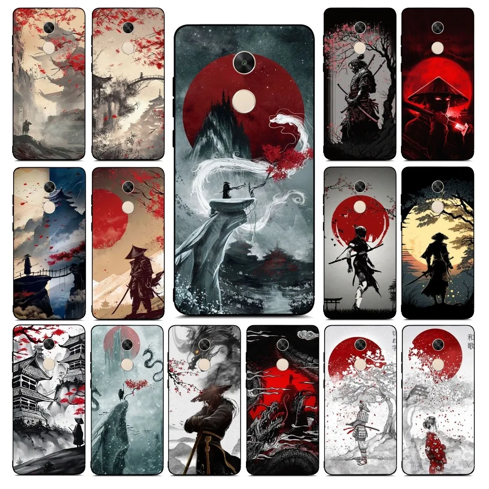 

Landscape ink Painting Japan Samurai Phone Case For Redmi Note 4 X 5 A 6 7 8 T 9 9S 10 11 11S 11Epro Poco M3 pro