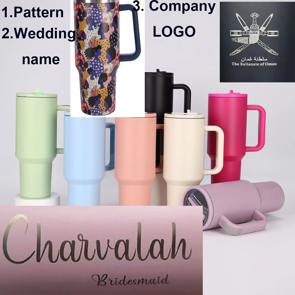 Customized private patterns, wedding names, and logos 40OZ  tumbler Beer MUG Coffee bottle Cups Thermos