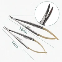 Porta agujas Castroviejo para implante de ortodoncia Dental, herramienta de odontología de cabeza recta/curva de 14/16cm, alicates quirúrgicos, 1 ud.