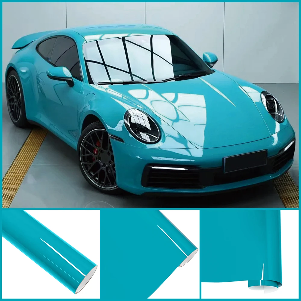 

Ultra Gloss Glossy Miami Blue PET Wrap Vinyl Film For Whole Body PVC Decals Protective DIY Sticker Cover Auto Tuning Accessories