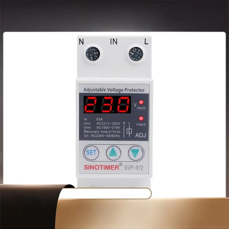 

SINOTIMER 230V 50/60Hz Din Rail Adjustable Automatic Recovery Over And Under Voltage Protector Plastic Voltage Protect Relay-X64