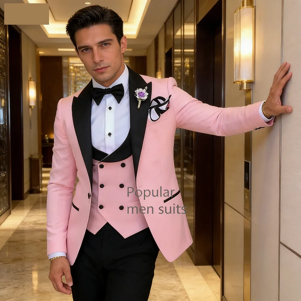 

Новый мужской деловой костюм-тройка Novo: пиджак с заостренными лацканами, приталенный, для свадьбы и вечеринок