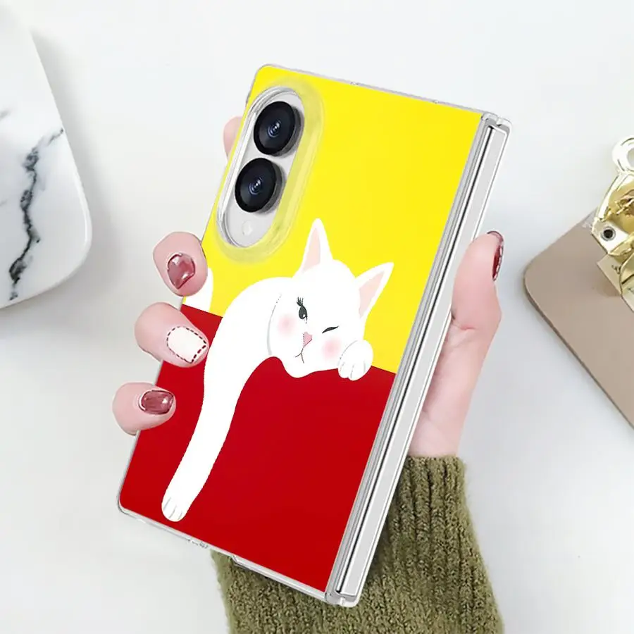 Phone Funda Case for Samsung Galaxy Z Fold 8 PC Hard Luxury ZFold8 ZFold 8 Funny Lovely Cat