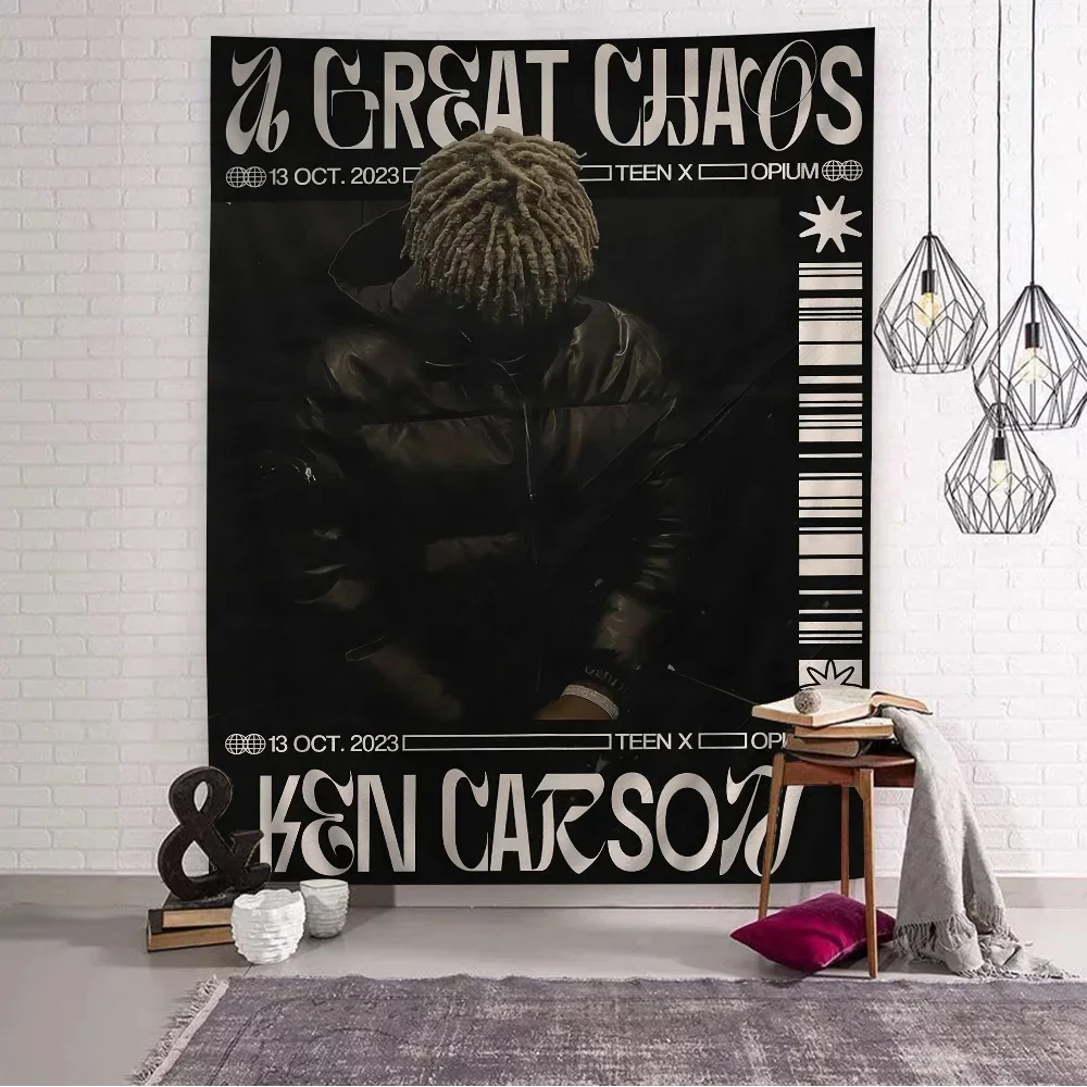 Ken Carson Rapper X Printed Large Wall Tapestry Art Science Fiction Room Home Decor Decor Blanket