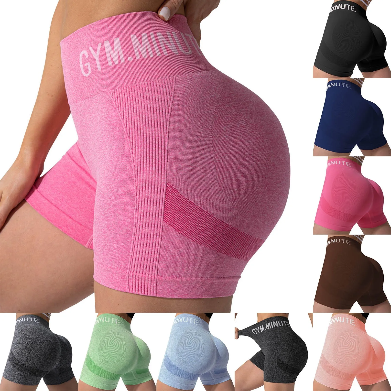 Yoga Shorts High Waist Workout Shorts Fitness Yoga Lift Butt Fitness Solid Color Breathable Soft Running Tight Shorts For Female