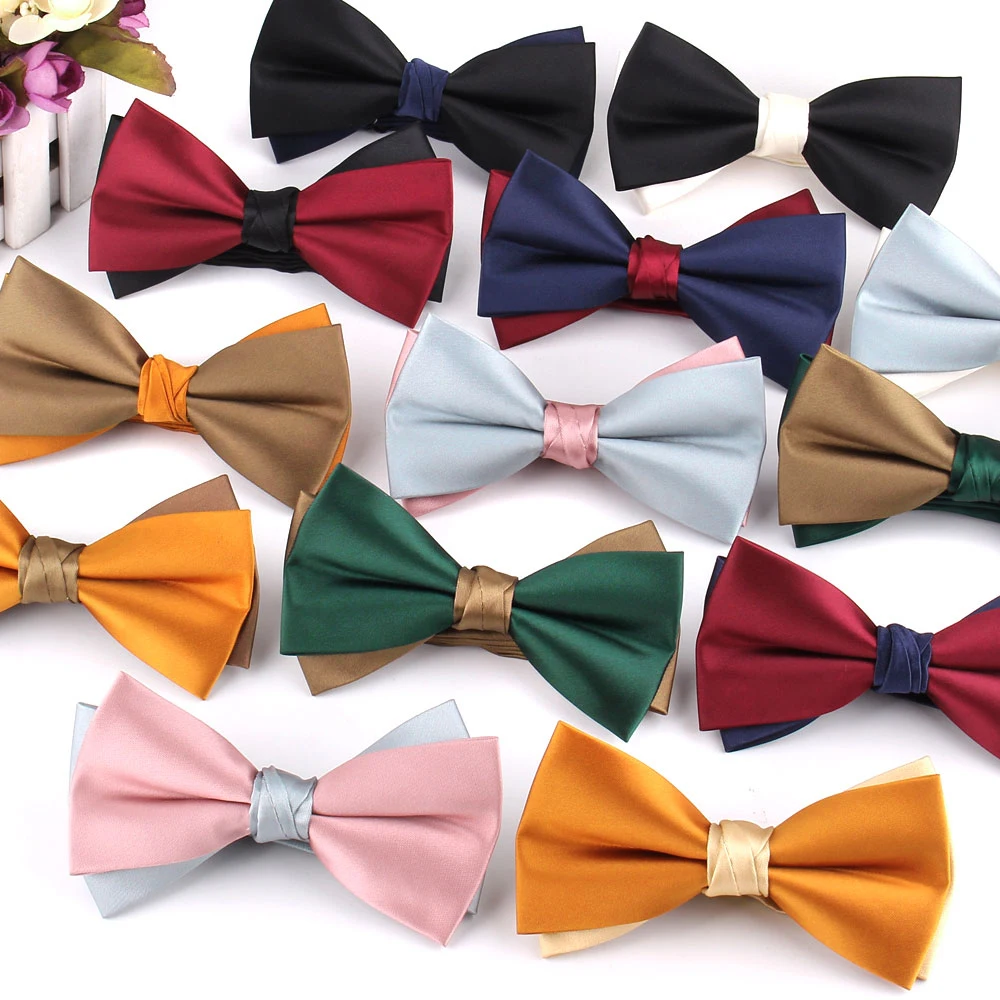 Wedding Bow tie For Groom Fashion Satin Bow Ties For Men Women Butterfly Bowknot Adult Bow Ties Cravats Solid Groomsmen Bowties