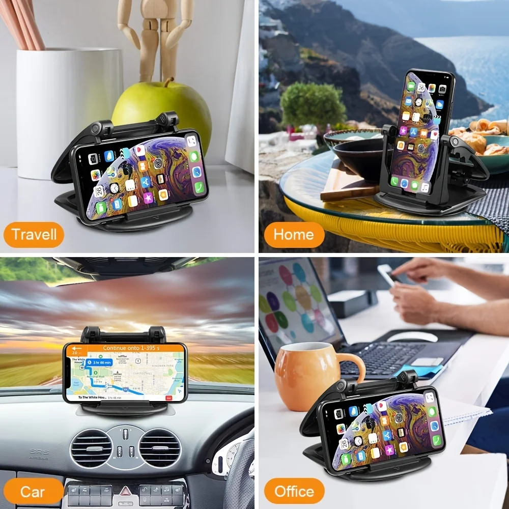 Cell Phone Holder For Car, Upgraded 360° Rotatable Phone Mount For Dashboard, Horizontal & Vertical Viewing Friendly Phone