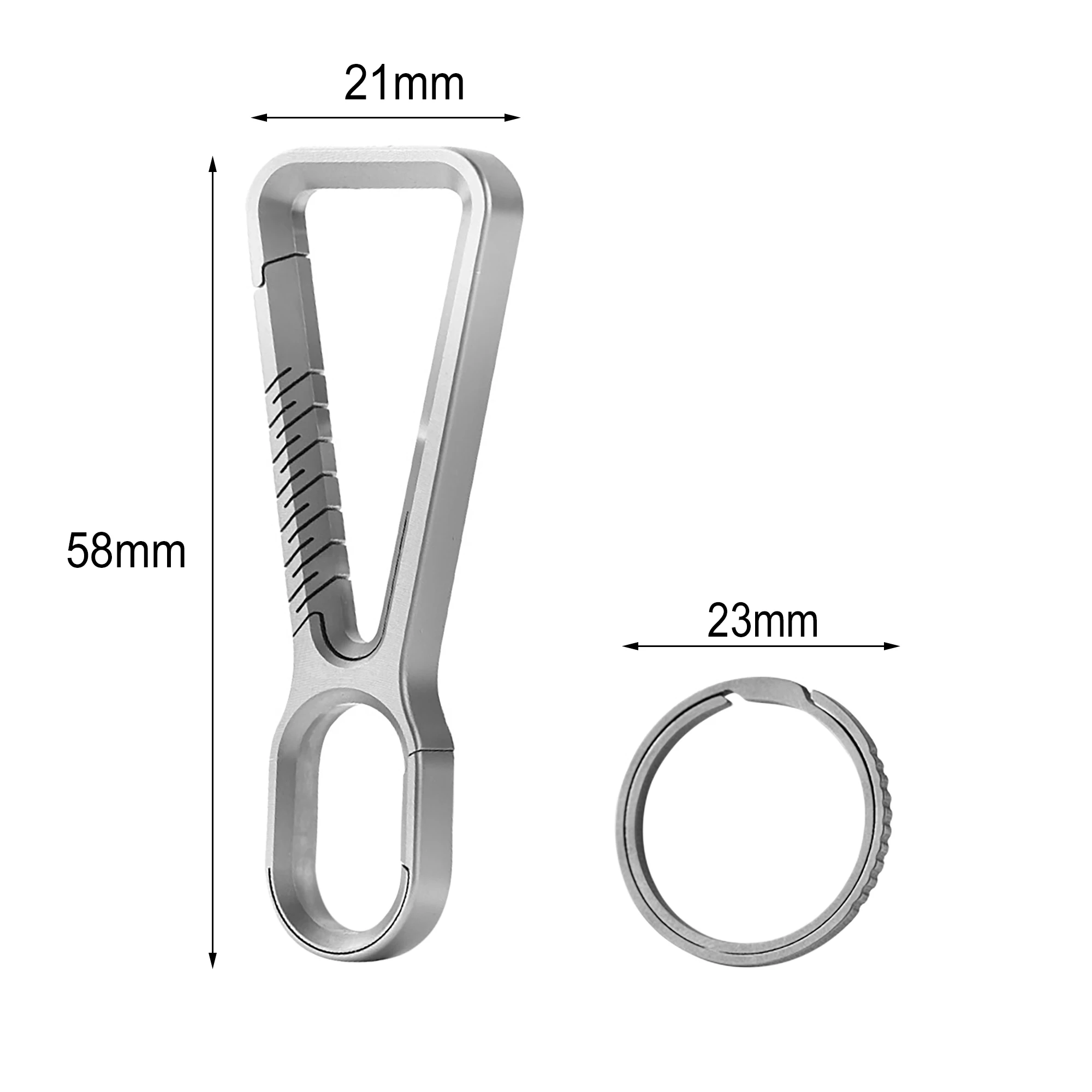 Matte finish CNC made TC4 Ti keychain Solid titanium triangle snap Lock quick release Carabiner Keychain backpack Hook EDC