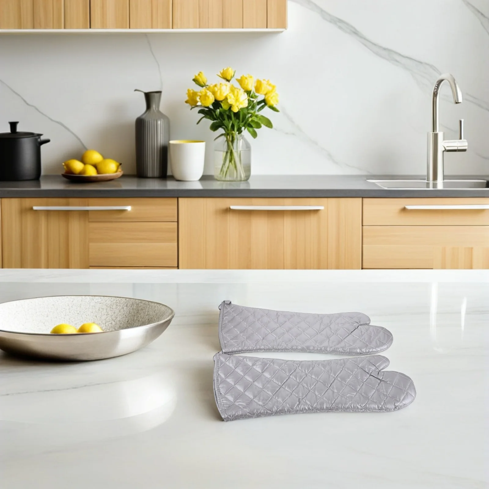 

1Pair Professional Heat Resistant Oven Mitts Gloves Flexible Non Slip Grip for Baking Grilling Air Fryer Microwave Cooking