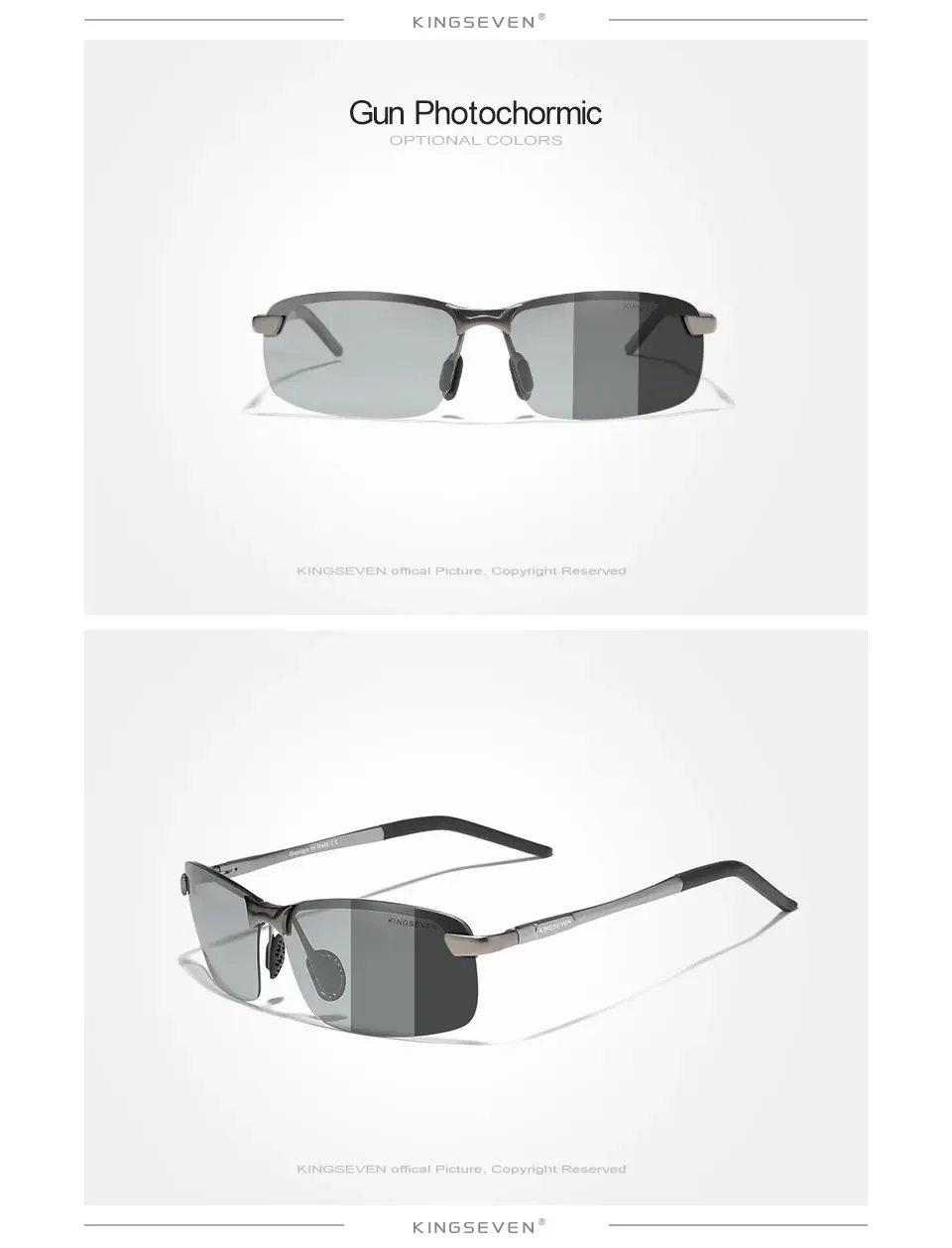 KINGSEVEN Marke Upgrade männer Aluminium Sonnenbrille Hohe Qualität Polarisierte Randlose Einfache Outdoor Sport Brillen – Detail 11