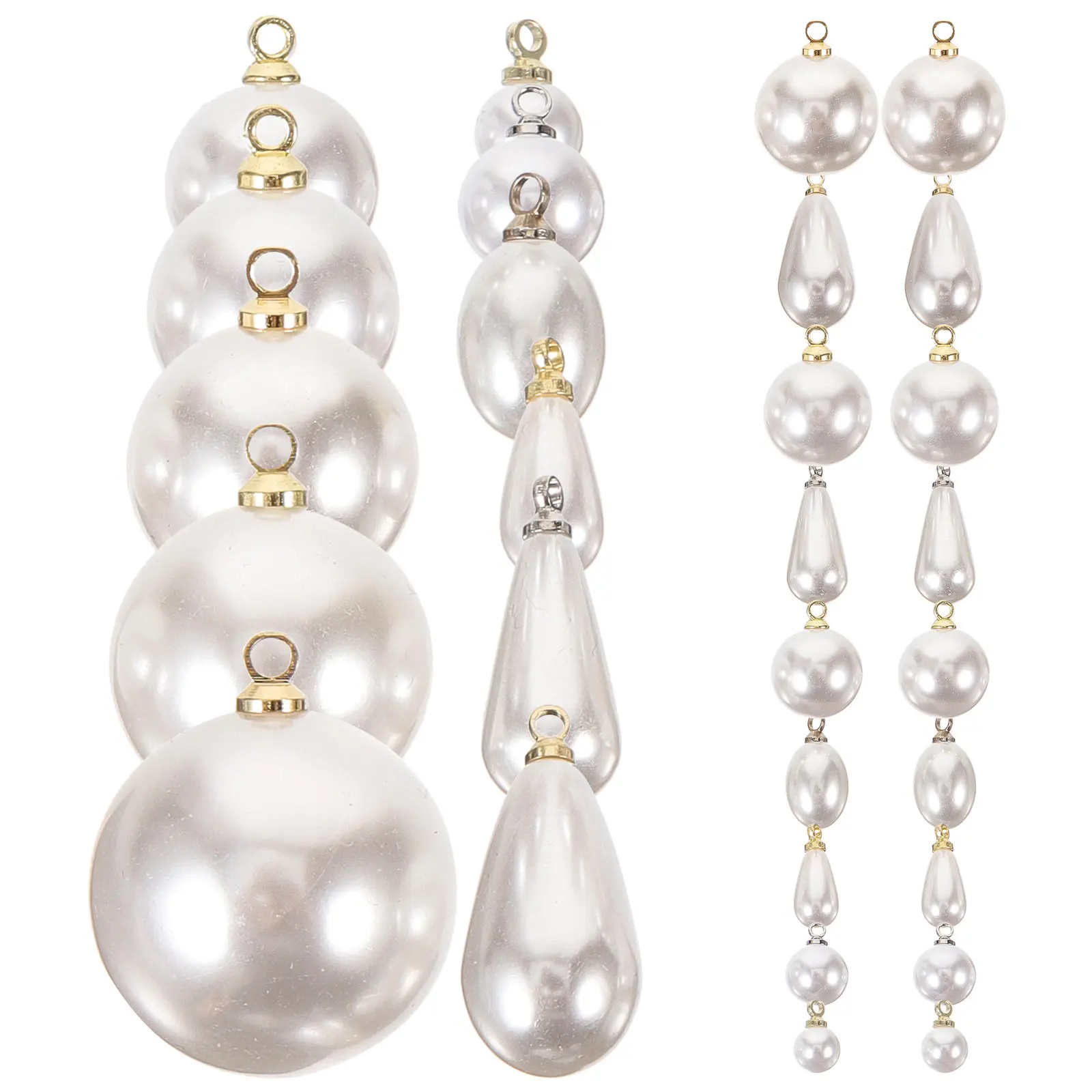

30Pcs Pearl Shaped Charms DIY Jewelry Making Pendants for Necklaces Earrings Bracelets Christmas Birthday Festival Craft Decor