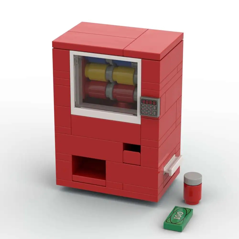 MOC Building Block Model Ornament, Blockman City Daily Necessities Beverage Vending Machine, Mall Street Beverage Machine Model