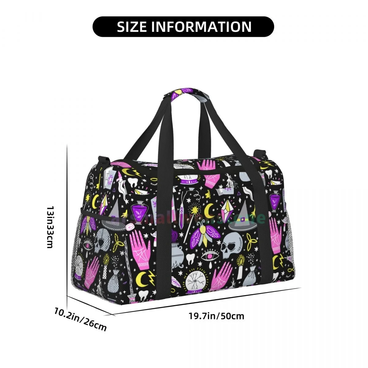 Goth Gothic Black Skull Travel Duffel Bags Sport Gym Yoga Bagagetas Gepersonaliseerde weekendtas met schouderriem