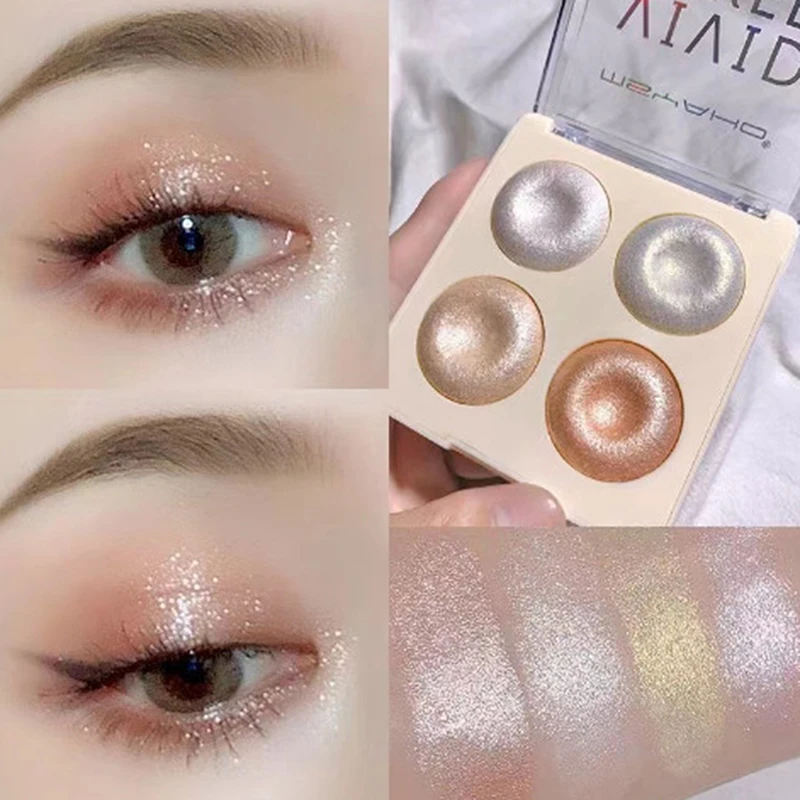 MSYAHO 輪郭ハイライトプレート パール光沢 ファインフラッシュグリッターパウダー シャドウブラッシャー オールインワン デュアルユース 持続性のある輝きパレット